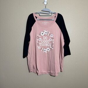 Torrid Pink and Black Long Sleeve Graphic Tee